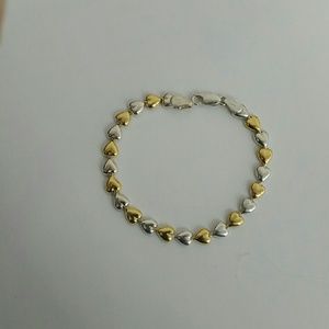 Sterling silver two tone heart bracelet