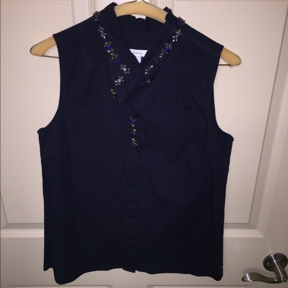 Button up navy blouse