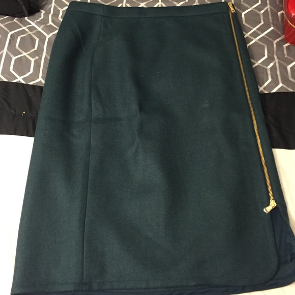 Hunter Green, fashion zipper J. crew skirt, 14.