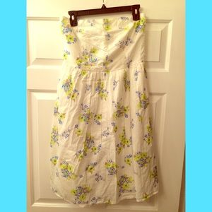 Strapless White & Floral Summer Dress