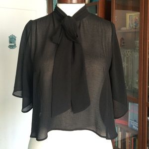 Sheer black flutter top