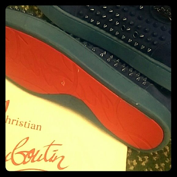 Louboutin mens spiked poppy sneakers (red bottoms)