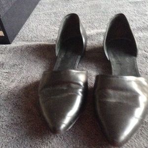 Vince black leather flats.