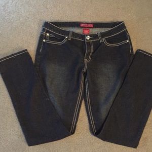 Red Rivet Skinny jean with jeweled back pockets