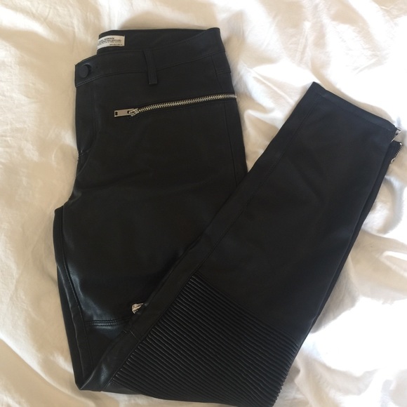 Zara Faux Leather Black Moto Pants Size Medium New
