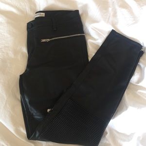 Zara Faux Leather Black Moto Pants Size Medium New