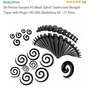 54 piece gauge ear stretching kit 14G-00G