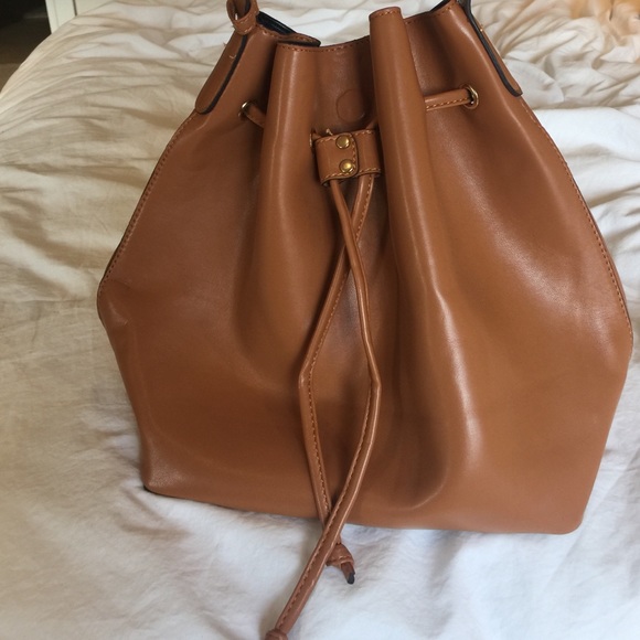Sole Society Cognac Nevin Drawstring Bucket Bag
