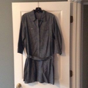 Theory drop waist light denim mini dress.