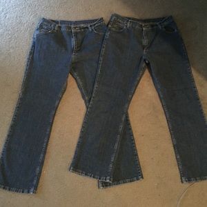 Two pairs of identical Wrangler boot cut jeans