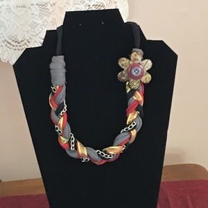 Handcrafted woven textile necklace