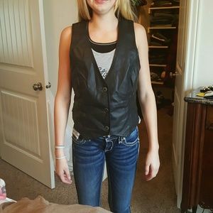 Leather and lace vest