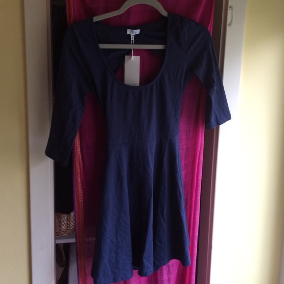 Super cute dark blue skater wrap dress