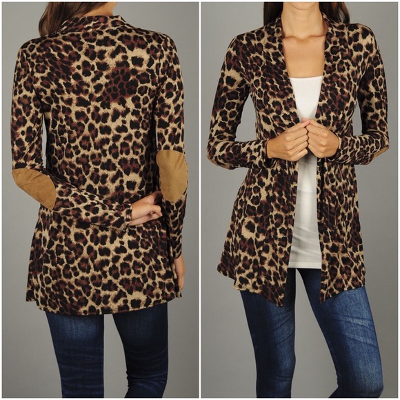 Leopard Print Elbow Patch Cardigan