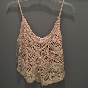 Crotchet cream tank top shirt