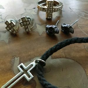 Sculls and cross jewelry set