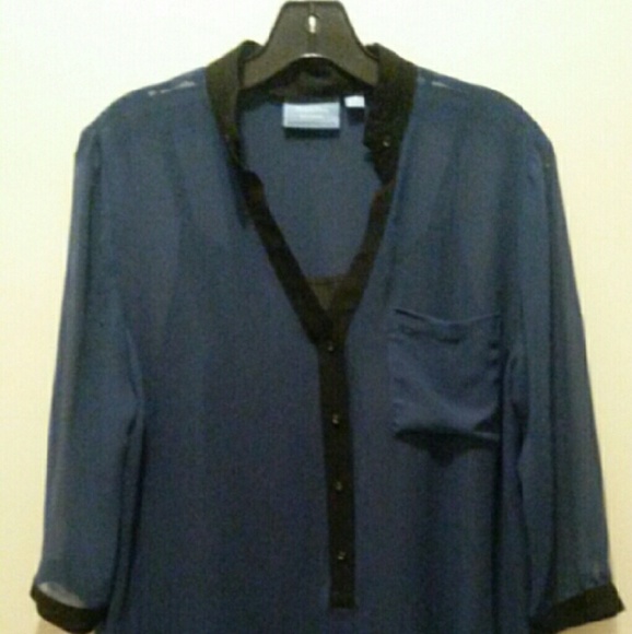 VERA WANG SHEER BLOUSE WITH  BLACK CAMISOLE