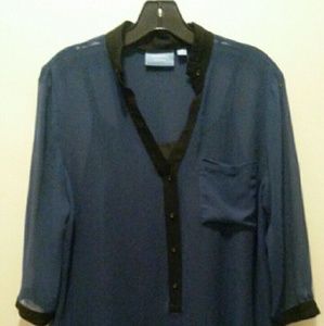 VERA WANG SHEER BLOUSE WITH  BLACK CAMISOLE