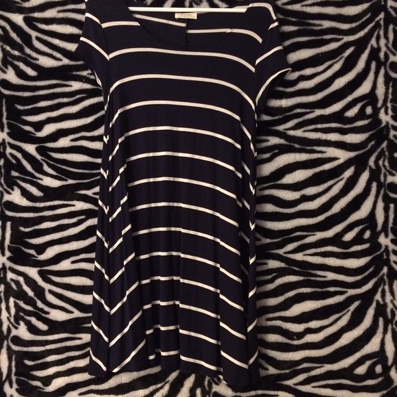 navy blue striped dress