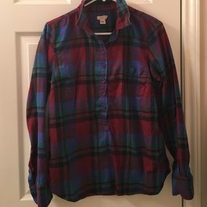 FINAL J.Crew FACTORY Garnet Flame Plaid Popover