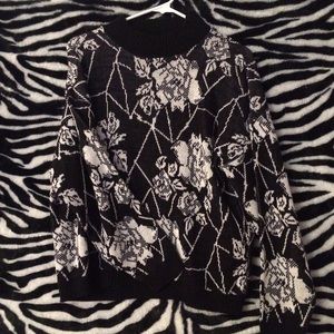 b&w rose vintage sweater
