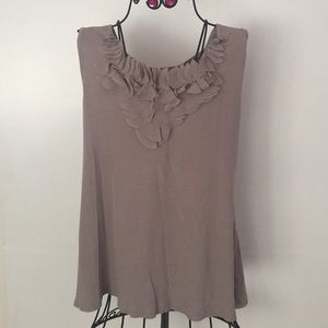 Style & Co Taupe Ruffle Tank Top Size L