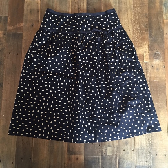 J. Crew Navy Polka Dot Skirt