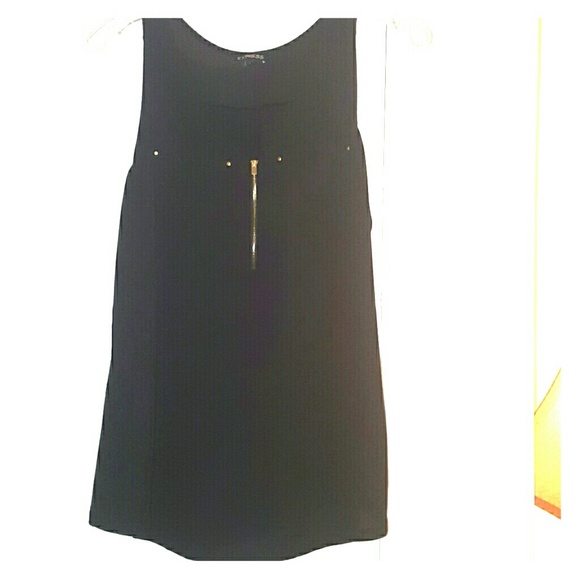 Express black zipper mixed fabric blouse