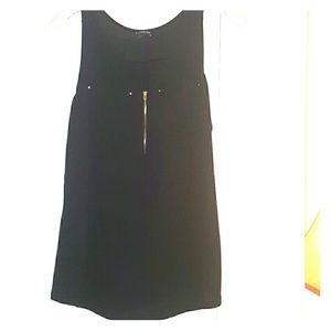 Express black zipper mixed fabric blouse