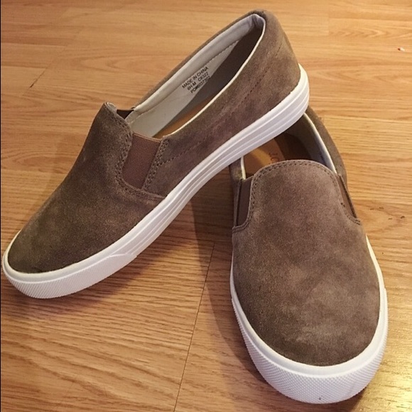 Tan suede sneakers