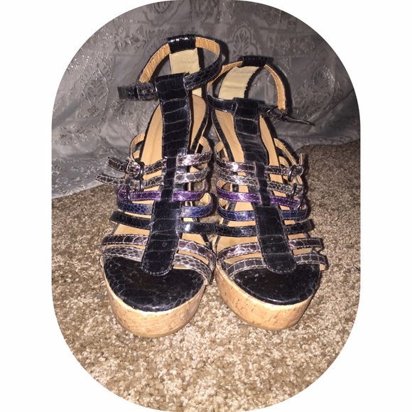 Multi color Strappy wedges