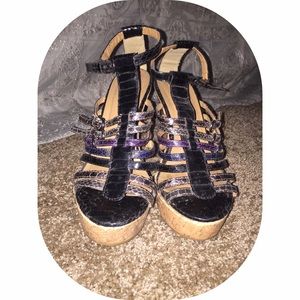 Multi color Strappy wedges