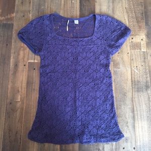 Anthropologie Purple Lace Tee