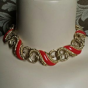Magnificent red and gold choker style necklace