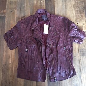 F21 Burgundy Faux Leather Jacket
