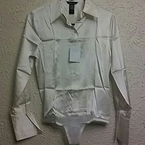 Moda international silky bodysuit shirt