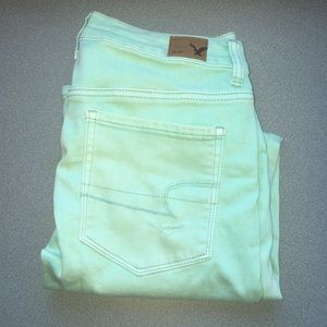 American Eagle Mid Rise Skinny Jeans • Mint Green