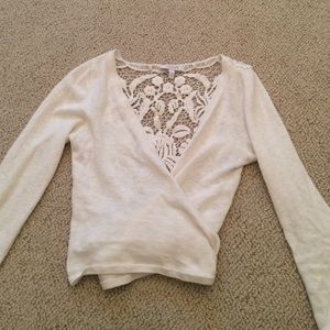 White Lacy Cropped Cardigan- 3/4 Sleeve: Delia's