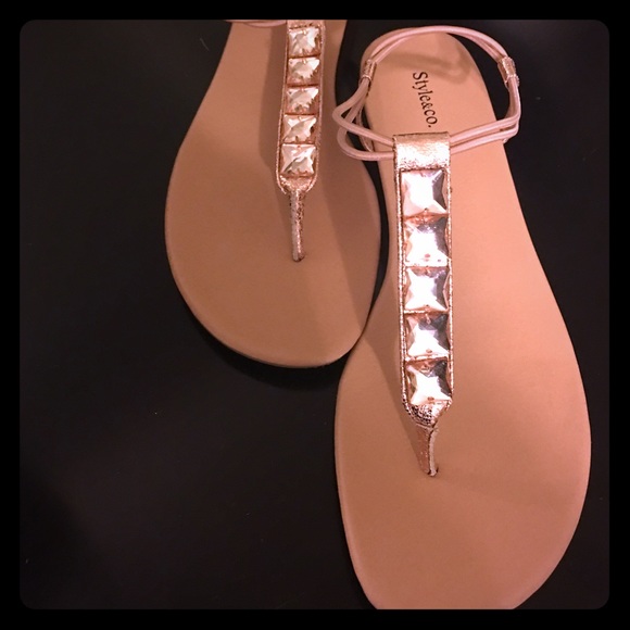 Brand New,  open toe sandals with diamanté trim