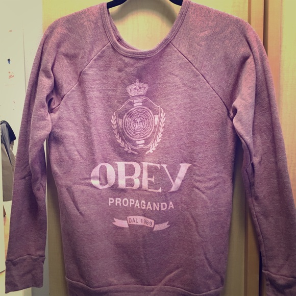 NEW! Obey Crewneck in distressed pink/purple