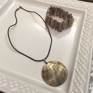 Abalone Shell Necklace and Bracelet Set