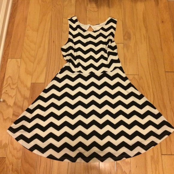 Black and white chevron dress