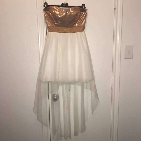 High-Low Dress. Gold sequin top!