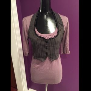 Purple and Black Vest and Shirt Set- Junior Large