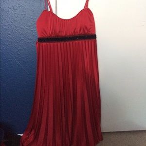 Red dress flowy cute dress.