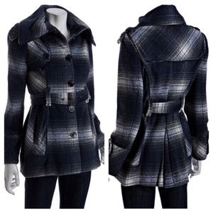 Miss Sixty Blue & Grey Plaid Coat