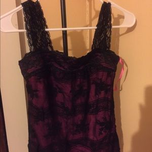 Very pretty, never worn pink/black lace top