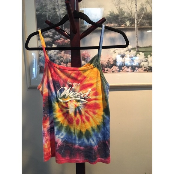 Enjoy Weed, California vintage tie dye tank top