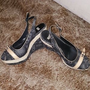 Rare dark denim peep toe UGG sandals