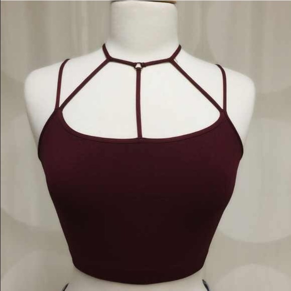 Dark burgundy bralette crop - Picture 2 of 3